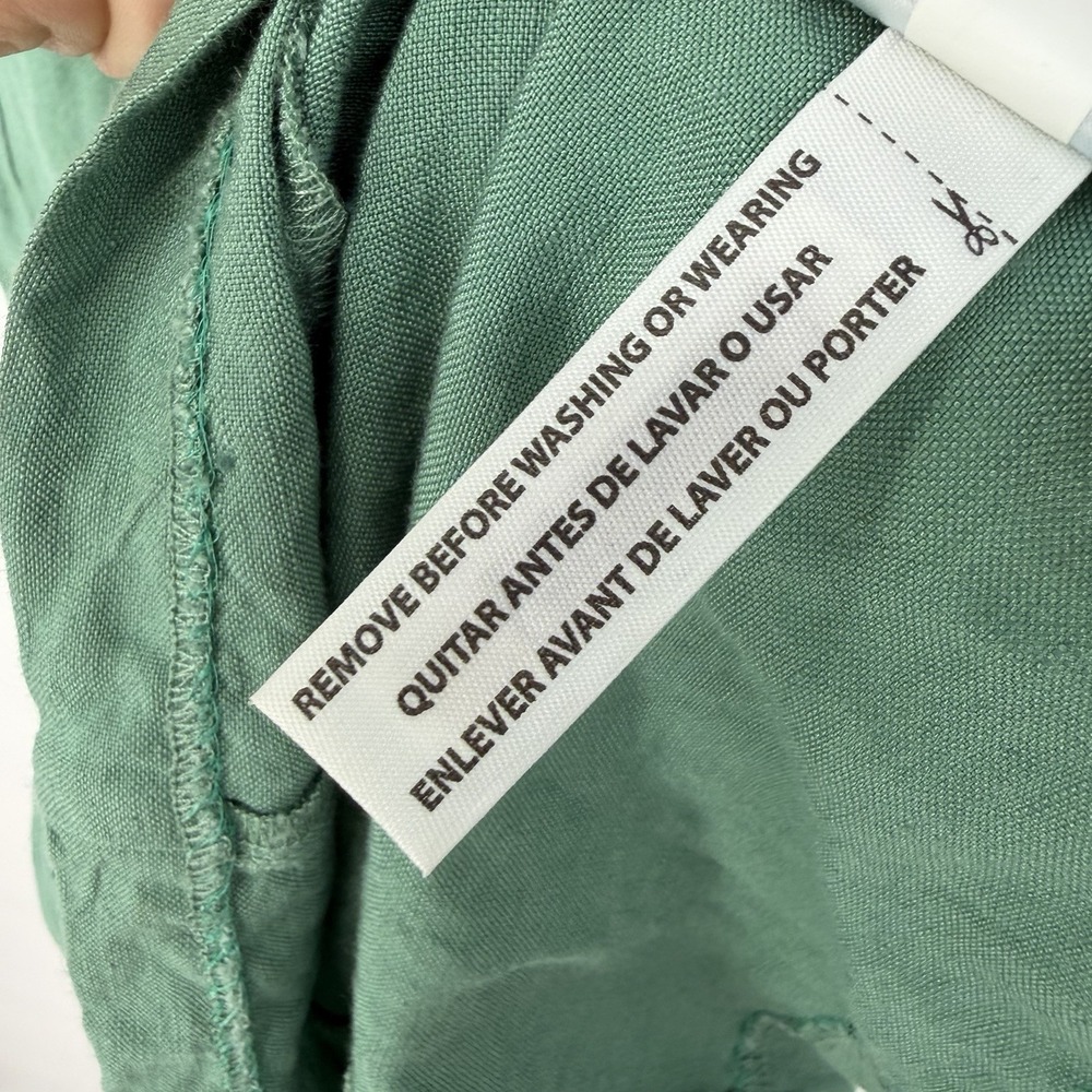 Madewell Tie-Back Midi Cami Dress 00 Boho Lagenlook Green Linen Blend Fairy Scan - Picture 13 of 16